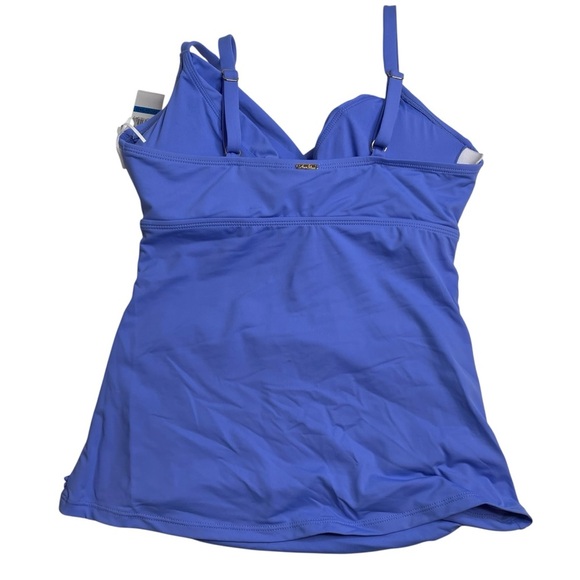 Anne Cole Ruched Underwire Tankini Top Periwinkle Blue 32DD / 34D New - Picture 5 of 8